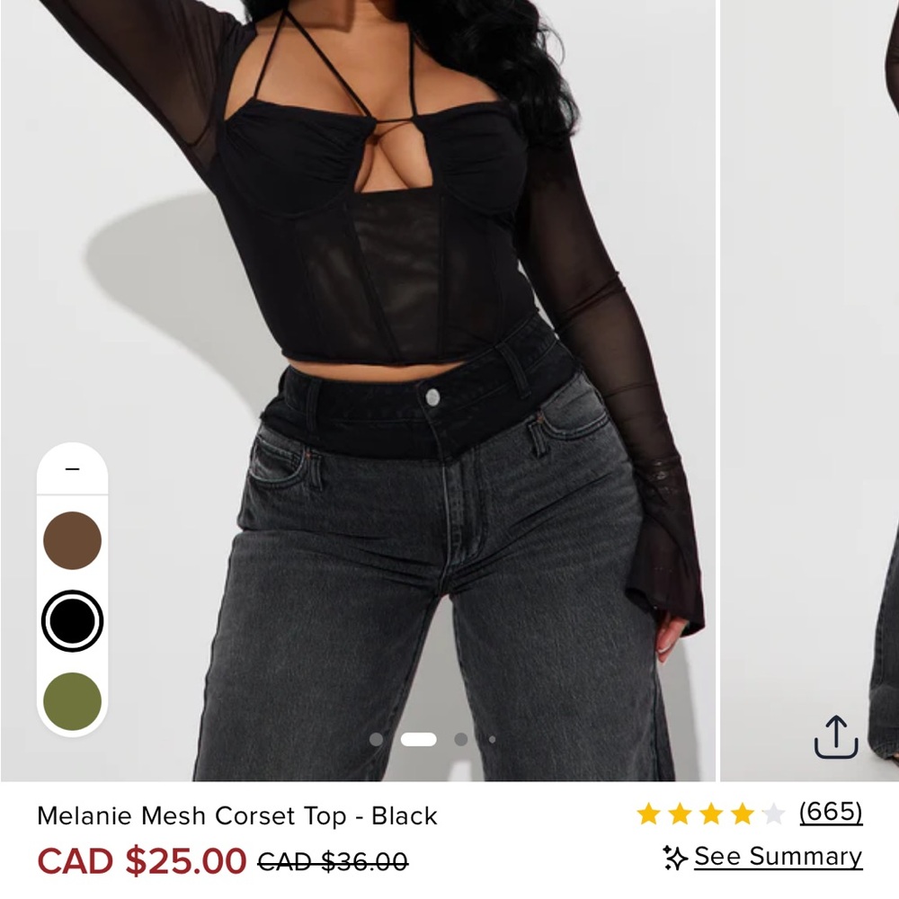 Fashion Nova Black Mesh Detail Top